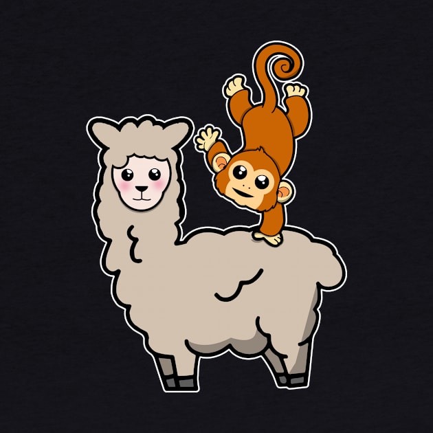 Funny Monkey Riding on Llama Cute Monkeying Around by theperfectpresents